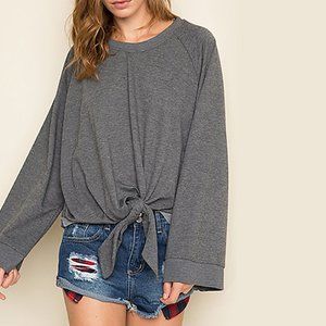Southern Bell Sleeve Knotted Boxy Top